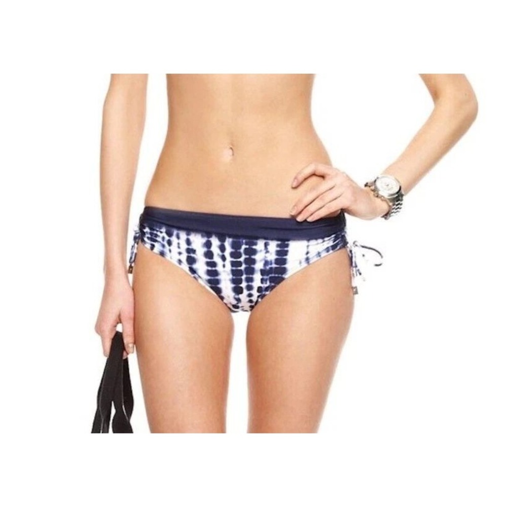 Michael Kors Bikini Bottom M Navy Blue White Tie Dye Side Tie‎ Swim NWT Indigo